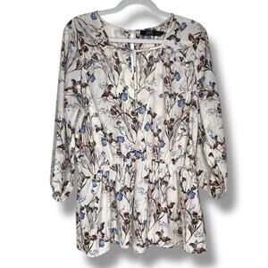 BKE Boutique Floral 3/4 Sleeve Blouse Shirt Size Large